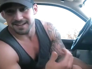 redneck jerks off in car on cam